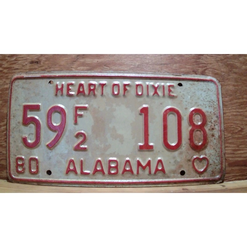 Vintage 1980 ALABAMA License Plate Antique Car Tag