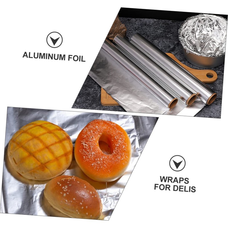 Mobestech 4rolls Aluminum Foil Wrap Double-Sided Heat Resistant for Baking