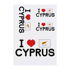 4 x 'I Love Cyprus' Temporary Tattoos - Water Resistant, Skin-Safe, Non-Toxic Transfers, Mixed Sizes (TO00053163)