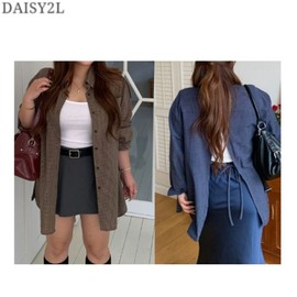 DAISY2L Check Shoulder-Pad Strap Shirt, Color#$%Size:Khaki-Free