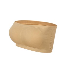 Lemef Women Seamless Bandeau Strapless Bras Stretch Tube Top with Removable Pads Beige