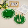 COLOSUS 60pcs Green Plastic Plates Set,Elegant Lace Rim Design Disposable