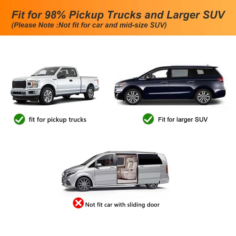 Car Rear Side Window Shadows for Pickup Trucks,7 Seats Larger