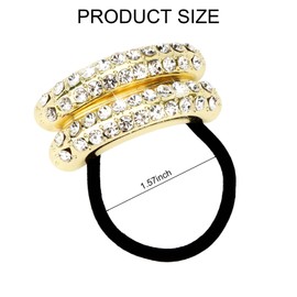 YISSION 4 Pcs Sparkly Rhinestone Hair Ties Gold Ponytail Holder Elastics Scrunchies Fancy Crystal Hair Ties for Thin Thick Hair Rhinestone Hair Accessories for Women Girls (Style 1)