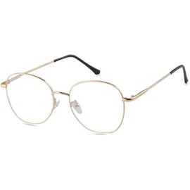 ADEWU Round Glasses Without Prescription Anti Blue Light Computer Gaming Glasses Eye Protection Women Men, Anti Blue Light Gold-2