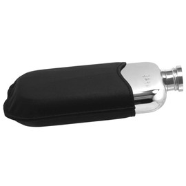English Pewter Company 6oz Traditional Pewter Liquor Hip Flask With Genuine Black Leather Pouch [PLF05]