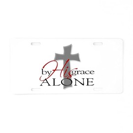CafePress by His Grace Alone Aluminum License Plate, Front License Plate, Vanity Tag