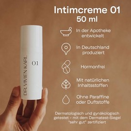Intimate Cream 01 | Women's Intimate Care for Moisturising and Care | Moisturising Cream Against Intimate Dryness | Hormone-Free | Without Fragrances I & Germany Produced 50 ml