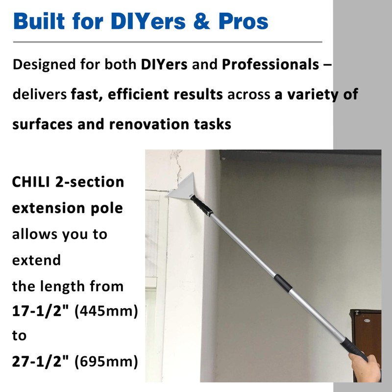CHILI TOOLS 7 Inch Stainless Steel Pole Scraper -1.8mm Heavy