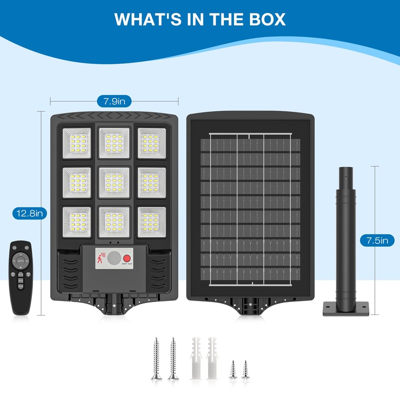 Solar Lights Outdoor,IP66 Waterproof Solar Street Lights Outdoor,6500K LED Dusk