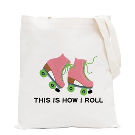 POFULL Roller Skater Gift Roller Skating Lover Tote Bag This Is How I Roll Cosmetic Bag (Roller Skater Tote Bag)