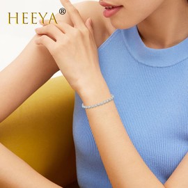 Tennis Bracelets for Women, Sterling Silver Friendship Bracelet, Silver Crystal Bracelet Birthstone Bracelet for Women, Adjustable Diamond Bracelet Ladies Gifts Birthday Ladies Jewellery Sister Gifts