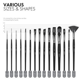 ARTIFY 15 Pieces Paint Brush Set, Intermediate Series, Includes Pop-Up Carrying Case with Palette Knife and 2 Sponges, for Acrylic, Oil, Watercolor and Gouache Painting - Black