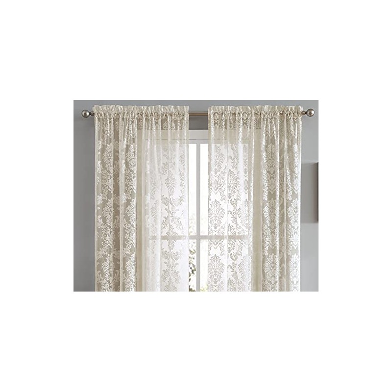 Warm Home Designs Par de Cortinas de Encaje de Punto