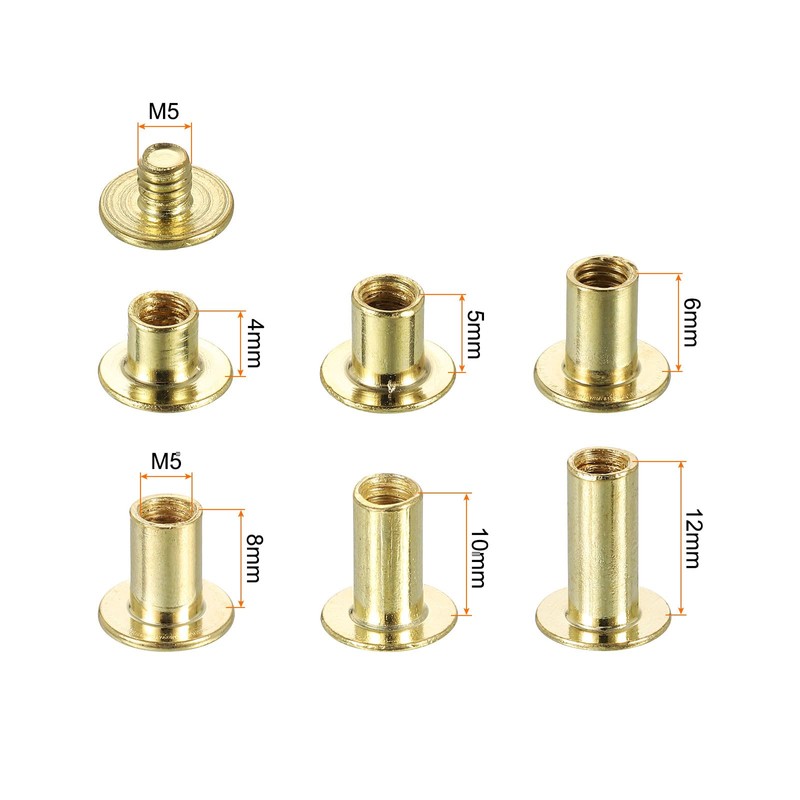 sourcing map 90 Sets Chicago Screw Rivets Metal Phillips Head