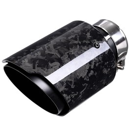 Car Forged Carbon Fiber Exhaust Pipe Muffler Tips with Black 304 Stainless Steel Tailpipe (inlet ID 2.5in, outlet OD 3.5in)