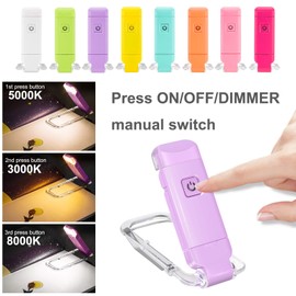 BIGMONAT Book Reading Light USB Rechargeable Bookmark Light LED Clip on Book Lights Reading Lights for Books in Bed Small Book Light for Kids Brightness Adjustable for Eye Protection Violet