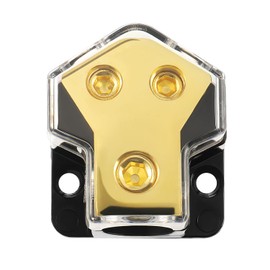 BOJACK 2 Way Splitter Amp Copper Power Distribution Block 0/2/4 AWG Gauge in, 4/8 Gauge Out for Car Audio Splitter (Pack of 1)