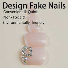 FIEONCIY Press on Toenails with Designs Acrylic Fake Nails for Toe Artificial False Nails with Charms Glue on Toe Nails for Spring Summer Stick on Toenails for Women Girls(XB8598)