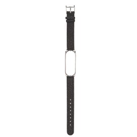 Leather Watch Bands Quick Release Leather Watch Straps Braided Pattern Wristband with Metal Buckle for Xiaomi Mi Band 6(Black Silver )