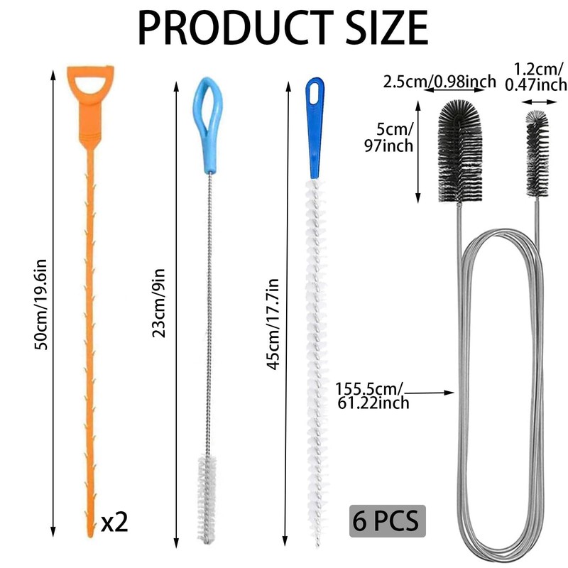 6 PCS Drain unblocker Tools, Shower Drain Unblocker, Multifunctional Sink