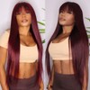 Burgundy Wigs for Women, Long Straight Wine Red Wig with