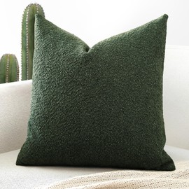 Artscope Pack of 1 Textured Boucle Cushion Covers Square Pillow Cases Cozy Soft Decorative Couch Pillow Covers for Chair Sofa Bedroom Living Room Home Decor 50x50cm, Forest Green