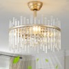 Gryalcy Gold Crystal Fandelier Ceiling Fan, 20" Mid-Century Chandelier Ceiling
