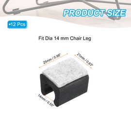 PATIKIL Rectangle U Shaped Chair Leg Tips Caps with Felt Pads, 12 Pack Slide Smoothly Furniture Feet Floor No Scratches No Noise Protectors Protect Hardwood Floors Fit Dia 14 mm Leg, Gray