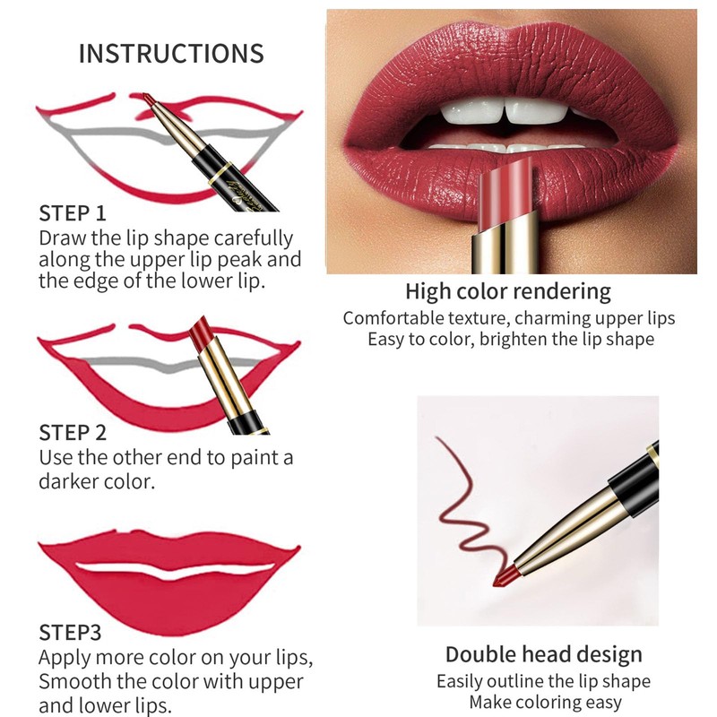 Lip Liner And Lipstick Set - Lip Pencil 2-In-1- Vegan