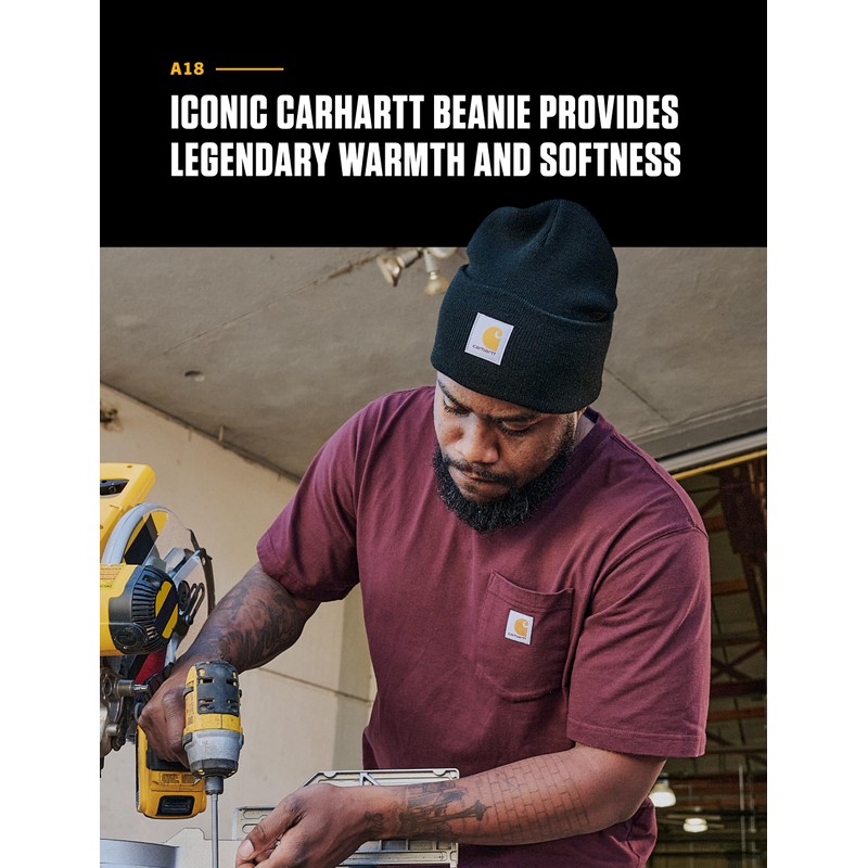 Carhartt Mens Knit Cuffed Beanie Hat, Black, One Size US