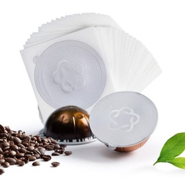 BENFUCHEN 100 Pcs Disposable Aluminum Foils for Ver tuoline Pods, Coffee Pods Seal Lids Food-Grade BPA Free Stickers Seals Lids Compatible with Nespresso Vertuo Coffee Capsules, 62mm