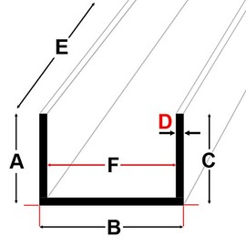 SixBros. Aluminium U-Profile Rail Rolled Blank Aluminium Profile 25 x 25 x 2 mm 1500 mm