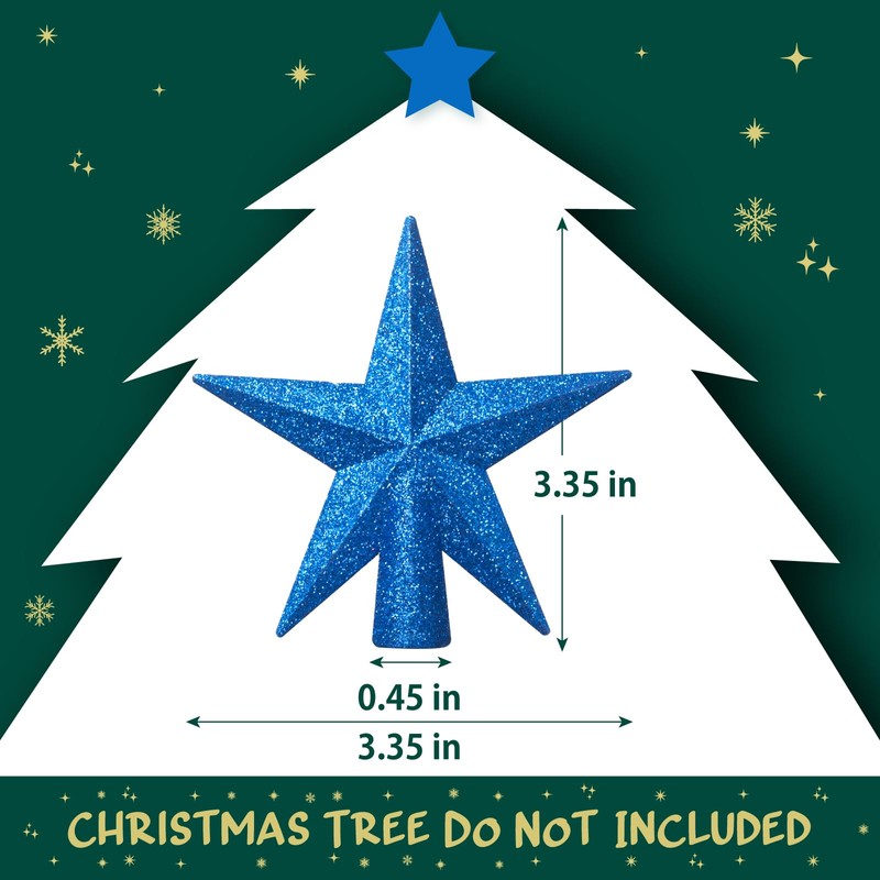 Mini Christmas Tree Topper, 3.35 Inch Small Star Treetop, Small