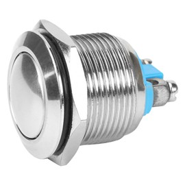 Powice 25mm Taster Wasserdicht Momentaner Zurücksetzen Schalter aus Edelstahl,Druckschalter Drucktaster 5A/12V/24V/125V/250V,Geeignet für Autos, Zündanlagen, Türklingeln (Flacher Kopf)