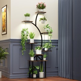 Jirix Plant Stand Indoor with Grow Lights, 8 Tiered Corner Plant Shelf, 63" Tall Plant Hanger Indoor for Multiple Plants, Metal Plant Flower Holder, Plant Rack for Display, Patio, Home Decor