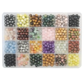 GorgGorho 720pcs Crystal Beads for Jewelry Making Bulk,Natural Stone Beads Charm Gemstone DIY for Friendship Bracelet Making Kit Supplies(6mm,24 Color B)