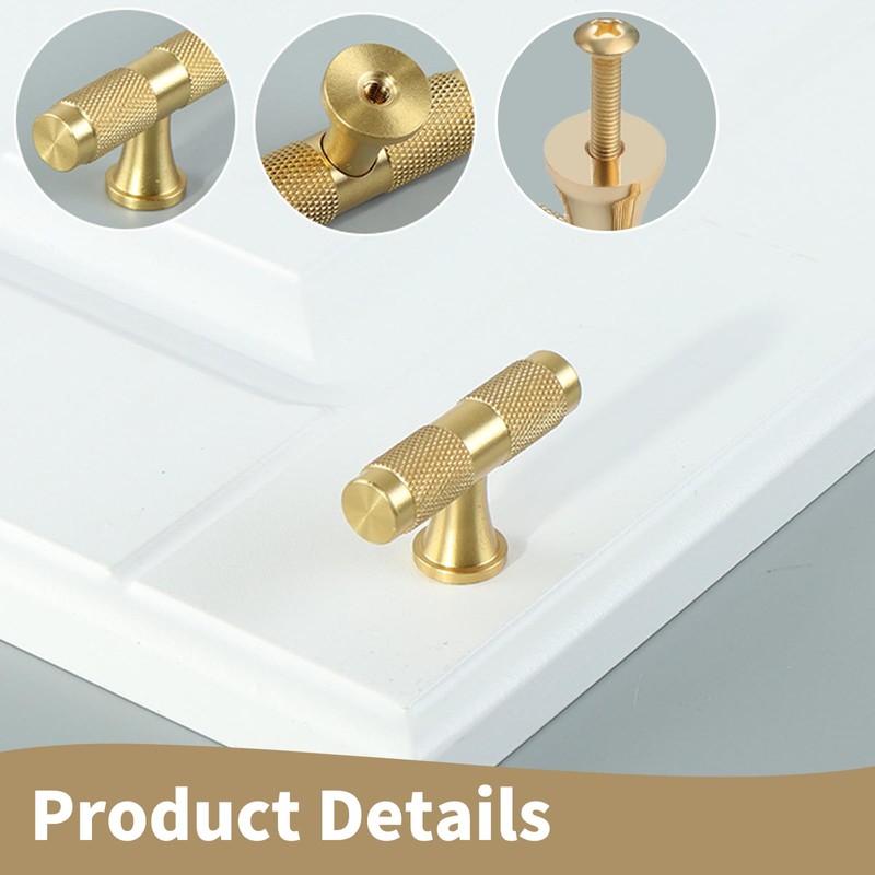 Xiciki 10 Pcs Gold Door Knobs Gold Kitchen Knobs, 50mm