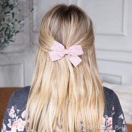 Hair Clip for Women and Girls - Cute Bow Girl's Hair Accessories Pin Ponytail Holder, Acrylic Resin Hairpin Gift (Fabric Bow Hair Clip - Gingham Red)