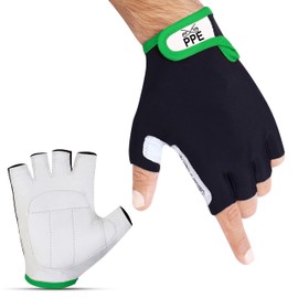 PPE FIT Cycling Gloves – Anti-Slip, Shock-Absorbing Half-Finger Bike Gloves for Men & Women – Ideal for Workouts & Mountain Biking (Green, X-Large)