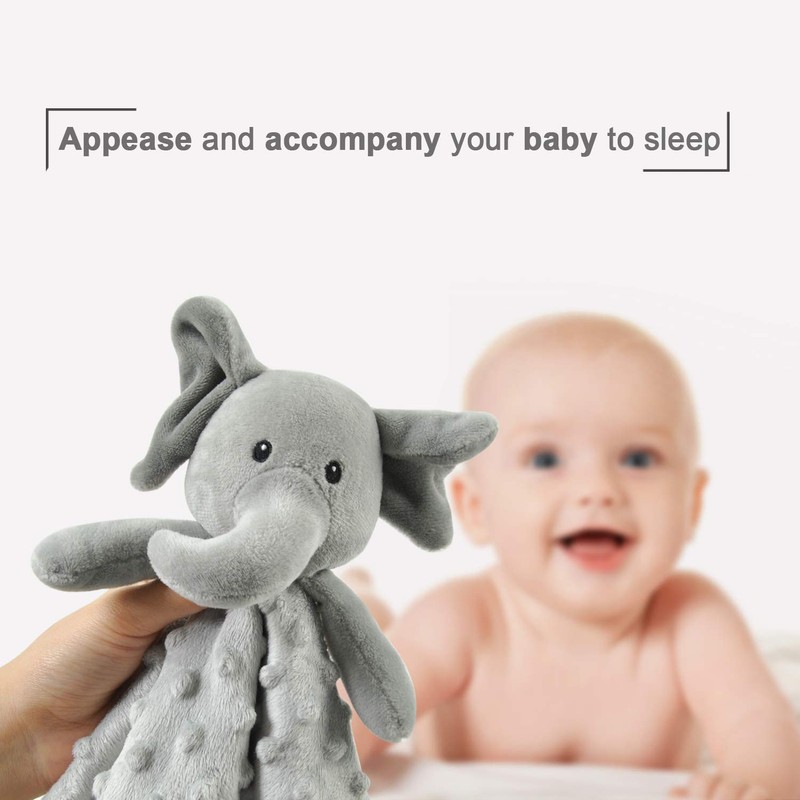 BORITAR Elephant Baby Security Blanket Soft Minky Dot Fabric Lovey