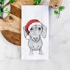 Inkopious Santa Ernie The Dachshund Tea Towel, Dishcloth, Dinner Napkin,