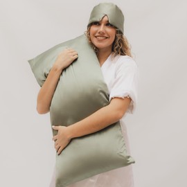 bene-sleep Premium Silk Pillowcase - 100% Mulberry Silk 22 Momme | Reinforced Seams | Oeko-Tex Certified* | Anti-Frizz & Wrinkle Reduction | Hypoallergenic & Skin Friendly (Green, 40 x 40 cm)
