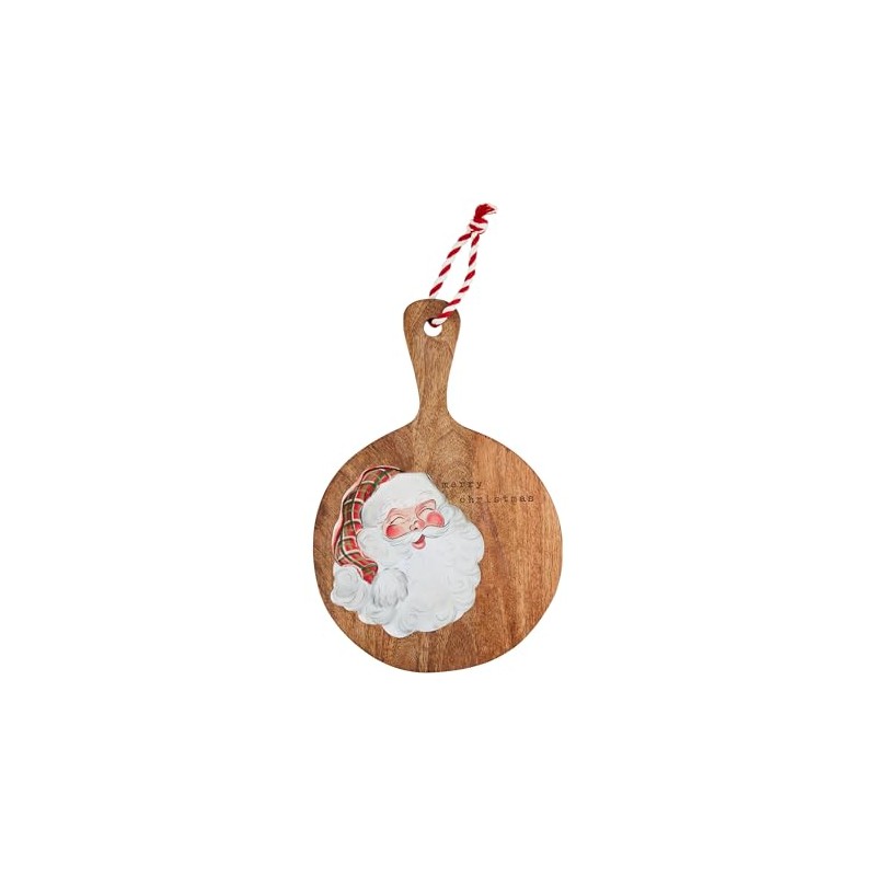 Mud Pie Round Santa Wood Enamel Board; 16 1/2" x
