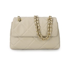 Gladdon Quilted Crossbody Purse for Women Small Ladies Shoulder Bags with Chain Trendy Clutch Purses Cute Designer Bag Beige II