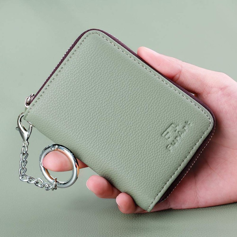 FurArt Zipper Wallet Women RFID Credit Card Holder keychain Wallet