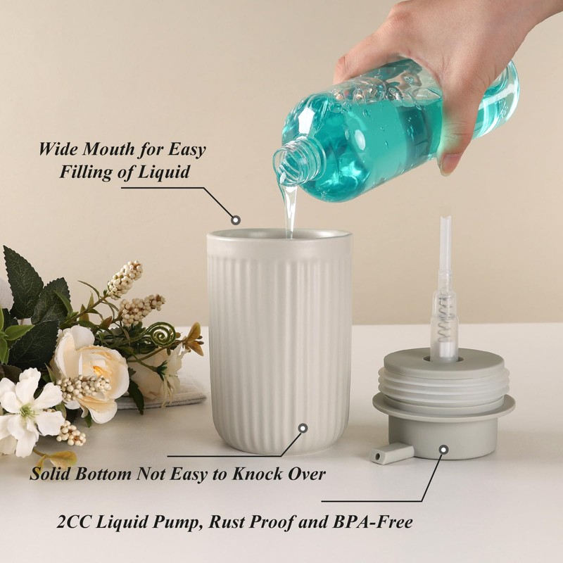 BosilunLife Grey Soap Dispenser Set - 2 Pack 12oz Ceramic