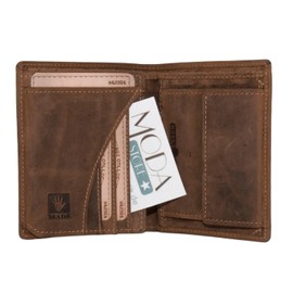 Greenburry Vintage 1701-Wild Boar-25 Leather Wallet for Men and Women in Brown, brown