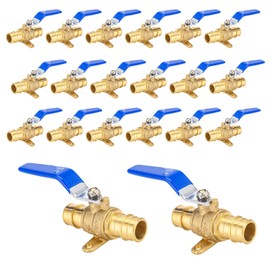 HeSun 20 PCs PEX A Expansion Ball Valve with Drop Ear, 3/4-Inch Brass Shut Off Valve Fit PEX A Pipe, ASTM F1960, Blue
