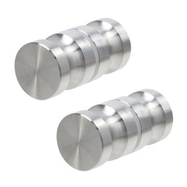 Crapyt 2 Pcs Bathroom I-Form Shower Glass Door Handle, Single Hole Solid Cylindrical 304 Stainless Steel Back-to-Back Handle, Shower Room Knobs Replacement Hardware Accessories(Brushed Silver)